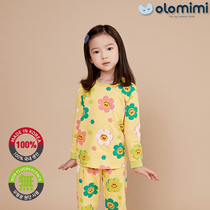 _OLOMIMI_ KOREA 21FW Kids Pajamas_sleepwear_30S SINGLE Long Sleeves_HAPPY FLOWER